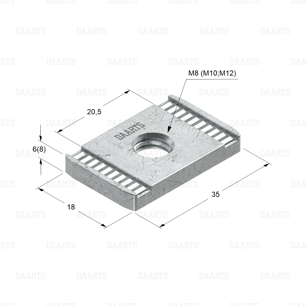 с размерами  Гайка канальная DS MQL